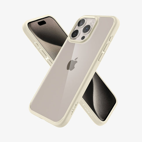 ACS07209 - iPhone 15 Series Ultra Hybrid Case in Natural Titanium showing the back